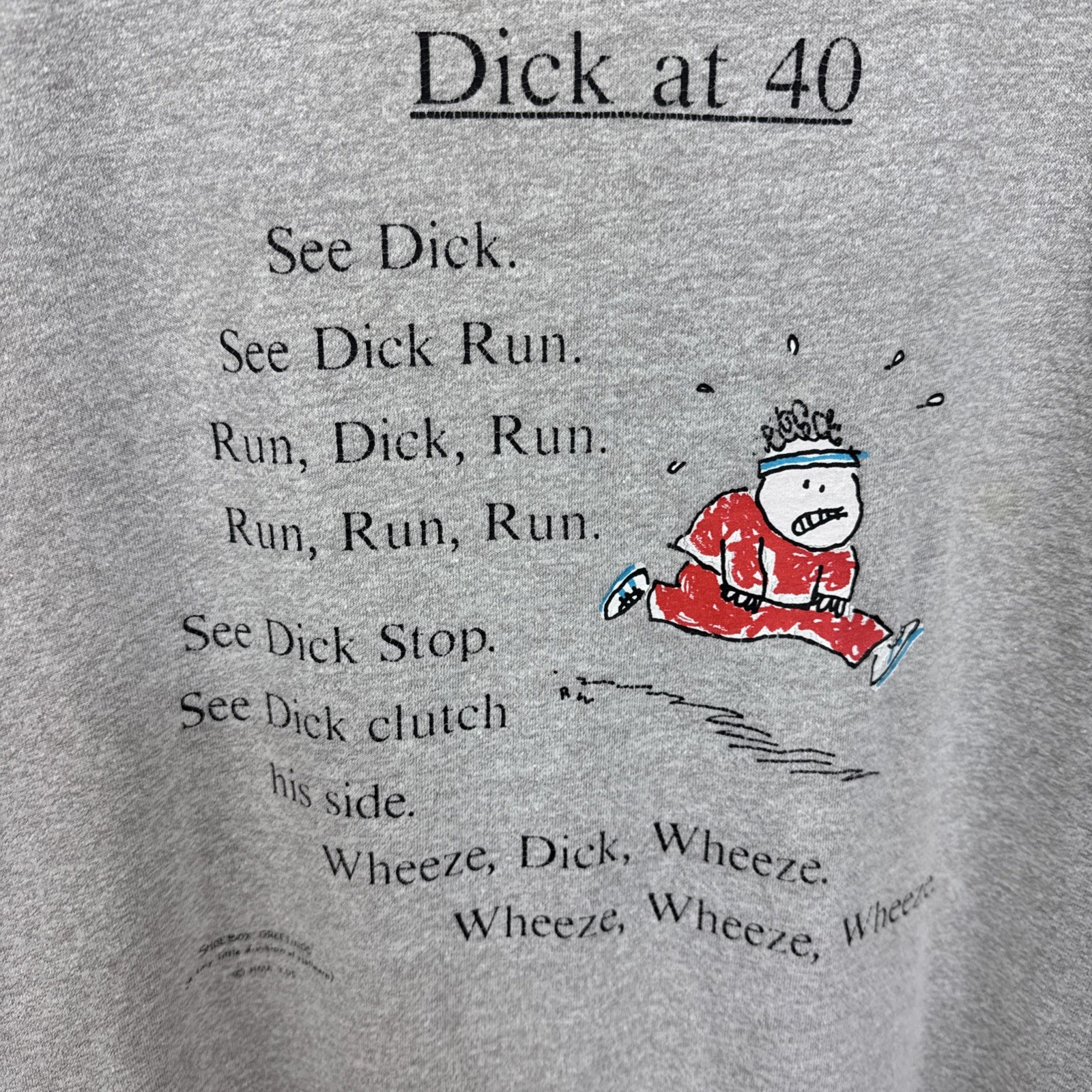 VTG 80s 90s T Shirt Hallmark Birthday Dick At 40 Running Over The Hill XL USA