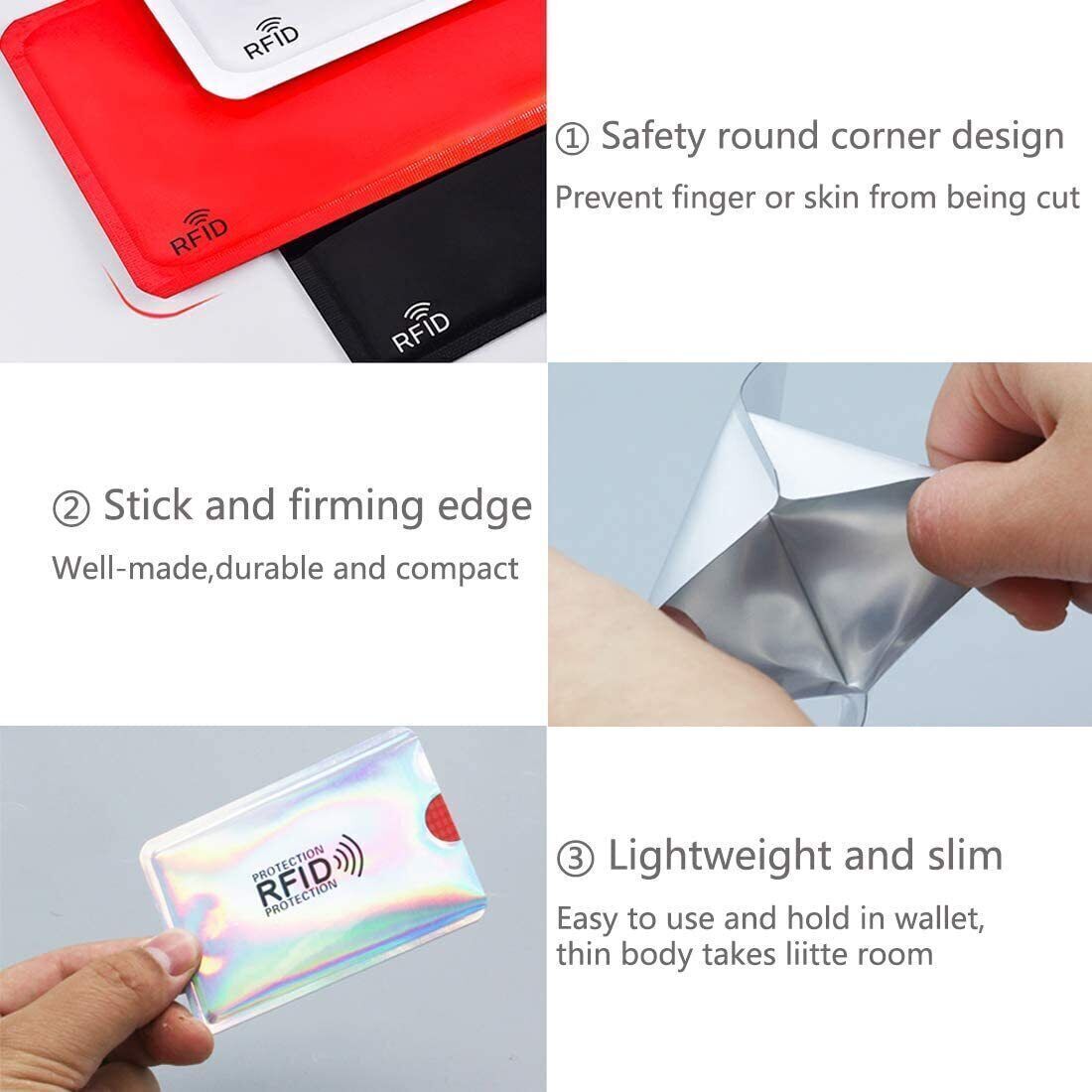 10PCS Anti RFID Blocking Card Sleeve-Secure Credit/Debit Card Holder ID Wallet