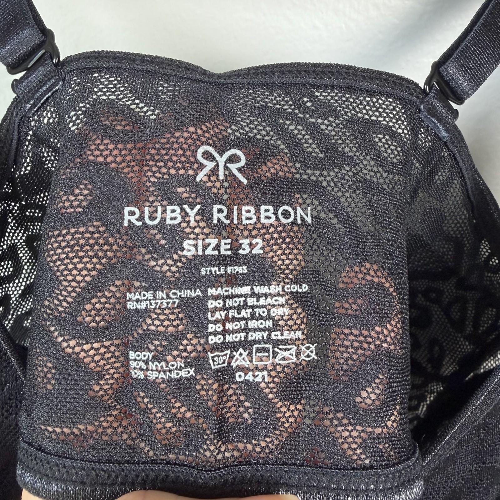 NEW- Ruby Ribbon Allure Sheer Demiette Bra Womens Black Size 32 Lace Cheetah