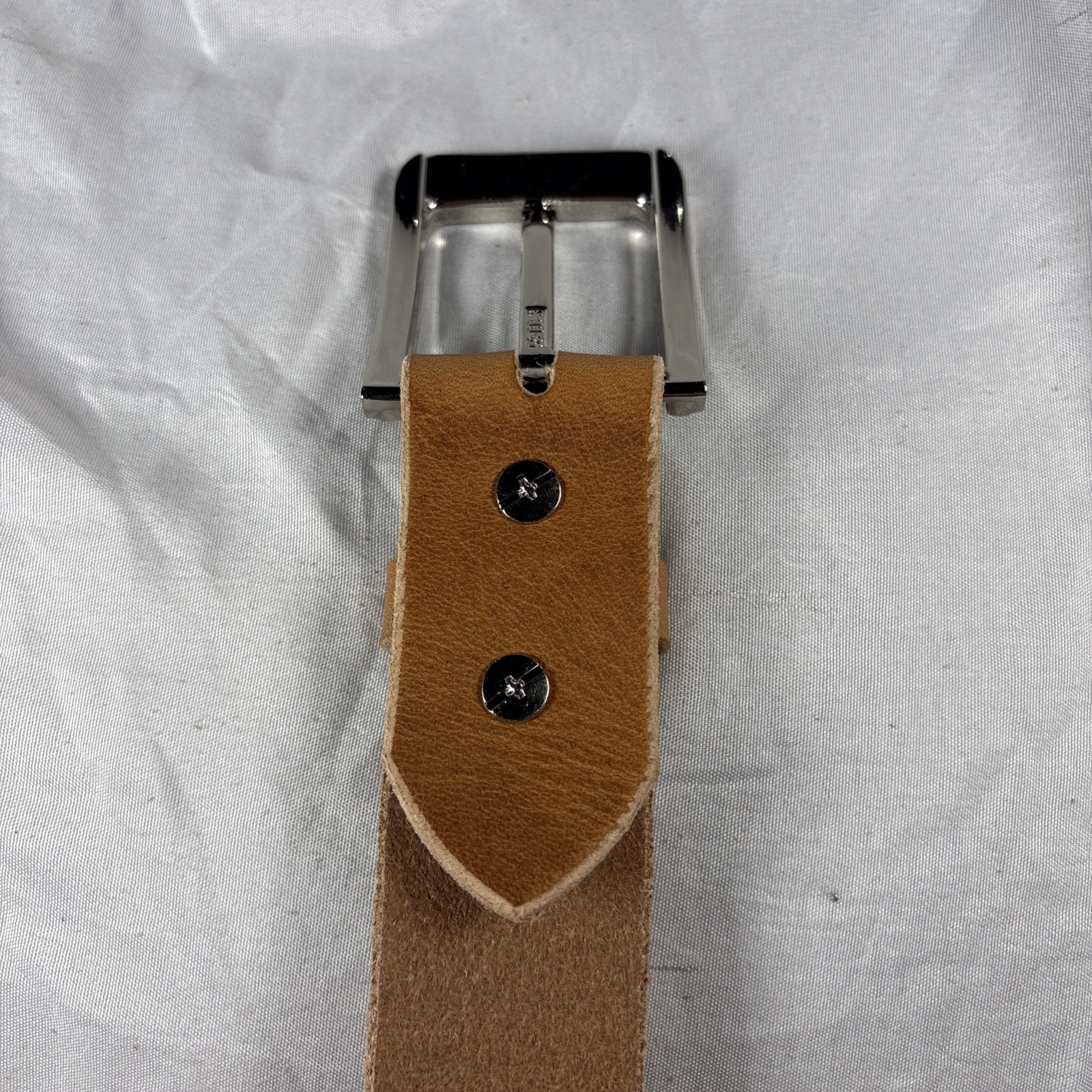 Natural Horween Chromexcel Handmade Leather Belt 1.5 Inch Raw Edge Silver Buckle