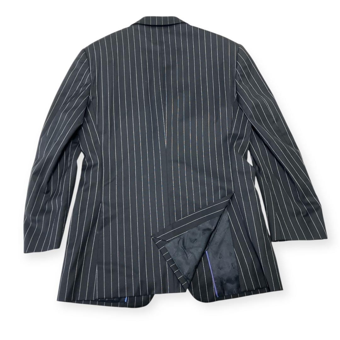 Versace Collection Mens Wool Stretch Suit Black Stripe IT 48 R 28U3X7 4P201003