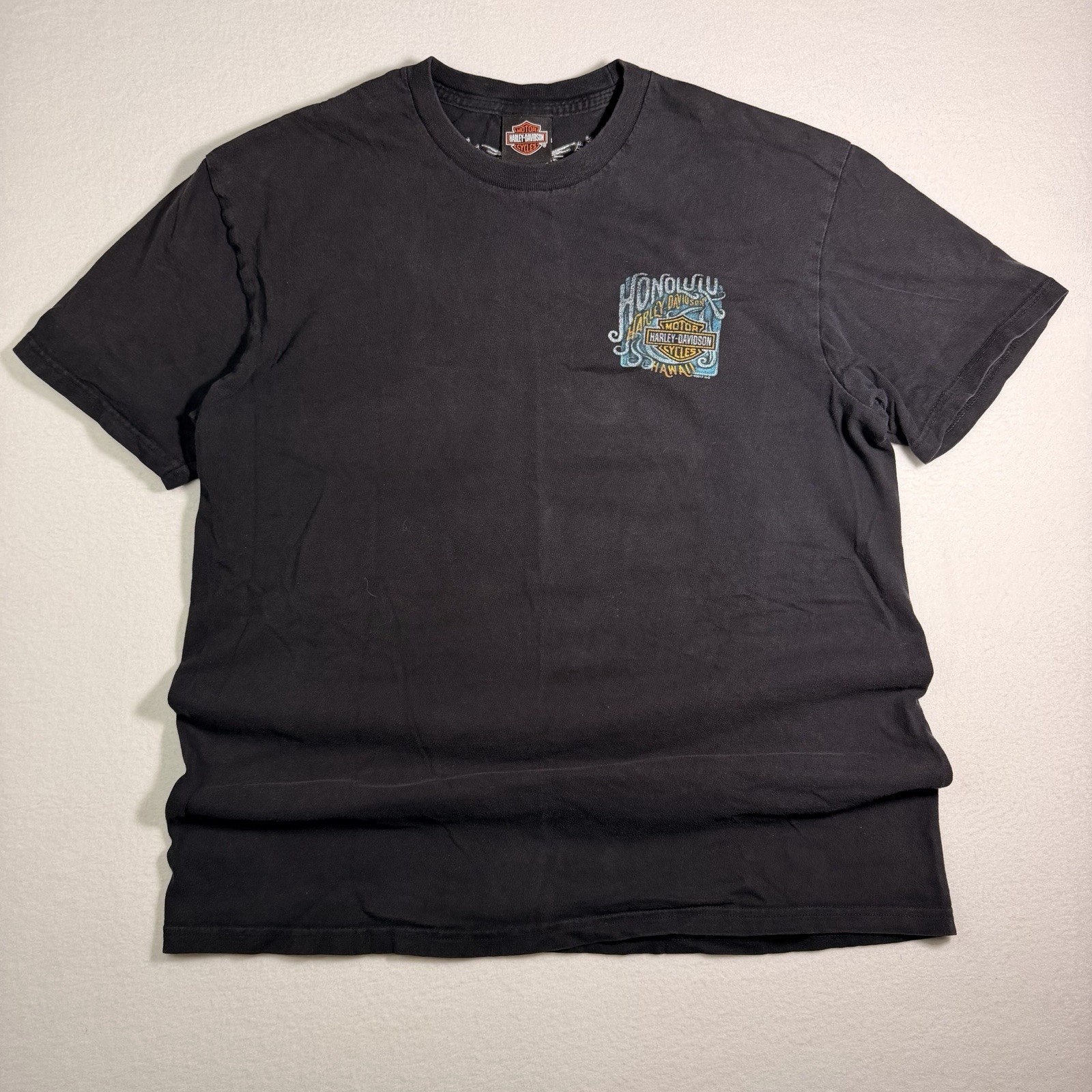 Harley Davidson Honolulu Hawaii Shark Graphic T Shirt Black Large Biker Tee