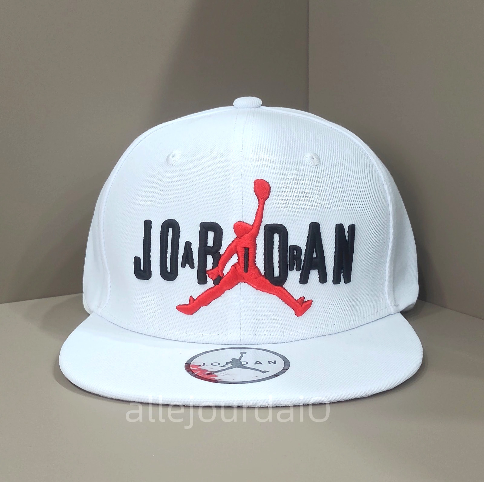 Jordan Outdoor Casual Embroidered White Flat Brim Hat Adjustable