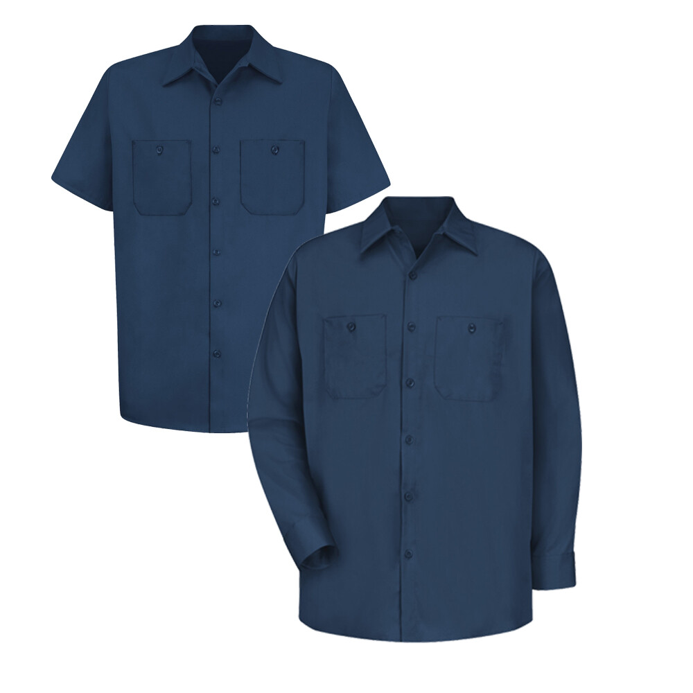 Red Kap Work Shirt 100% Cotton 2 Pocket Men’s Durable Industrial Uniform