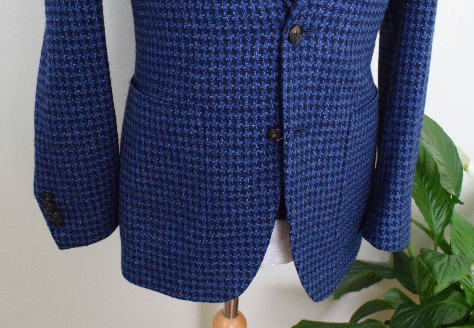 SUITSUPPLY Petrol Blue Textured Weave Suit £627 Size 38S/48S W32 L28 Slim Soho