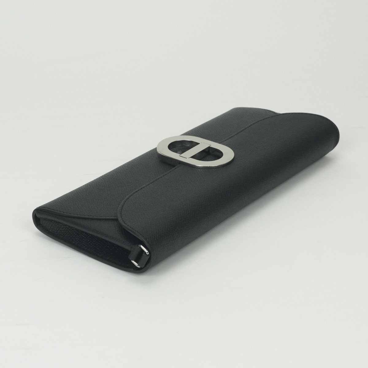 HERMES Chaine d’Ancre To Go Long Wallet Noir Black Epsom Leather Silver HW