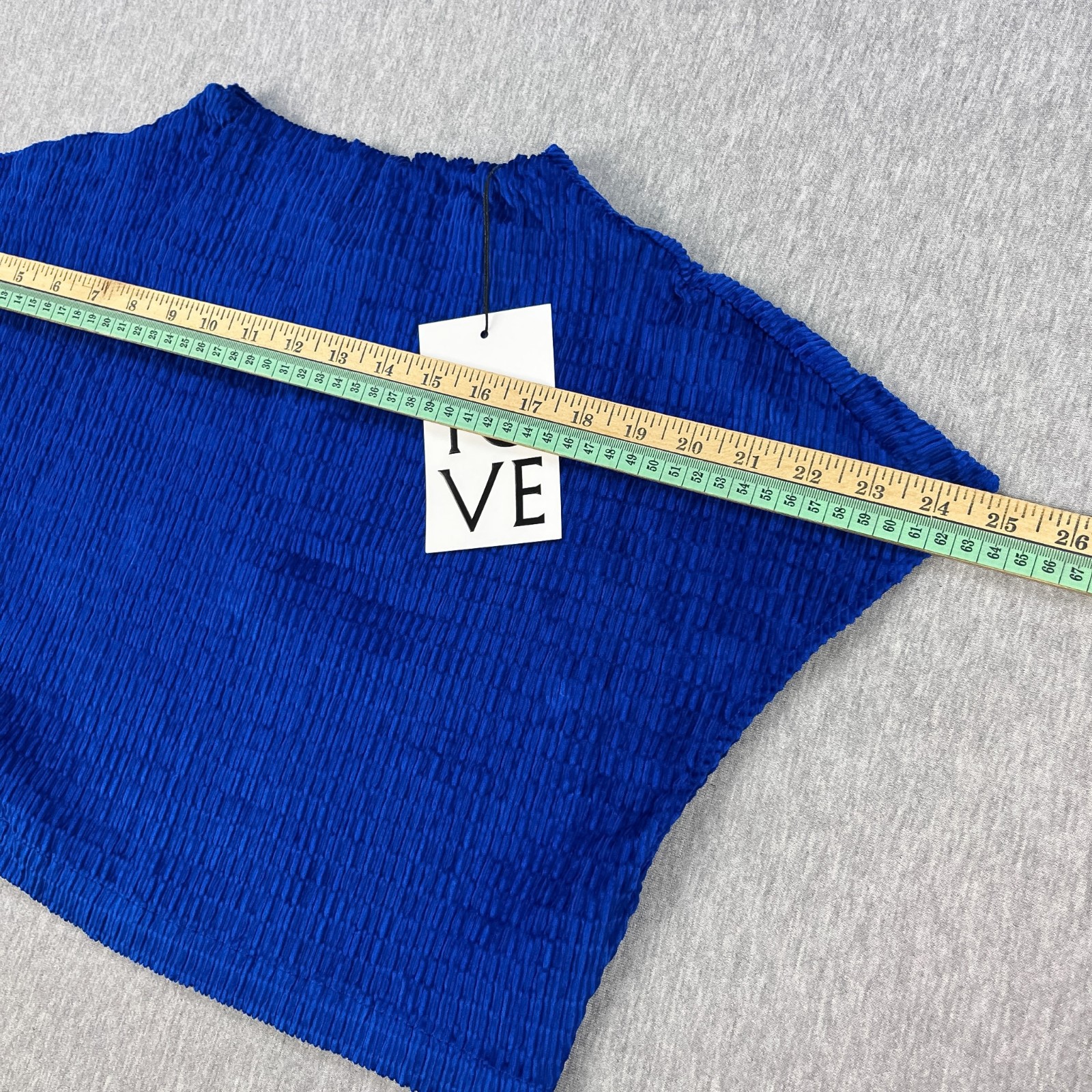 TOVE Alina Batwing Top Womens 42 (US 10) Deep Blue Crinkle Velvet Crop NEW