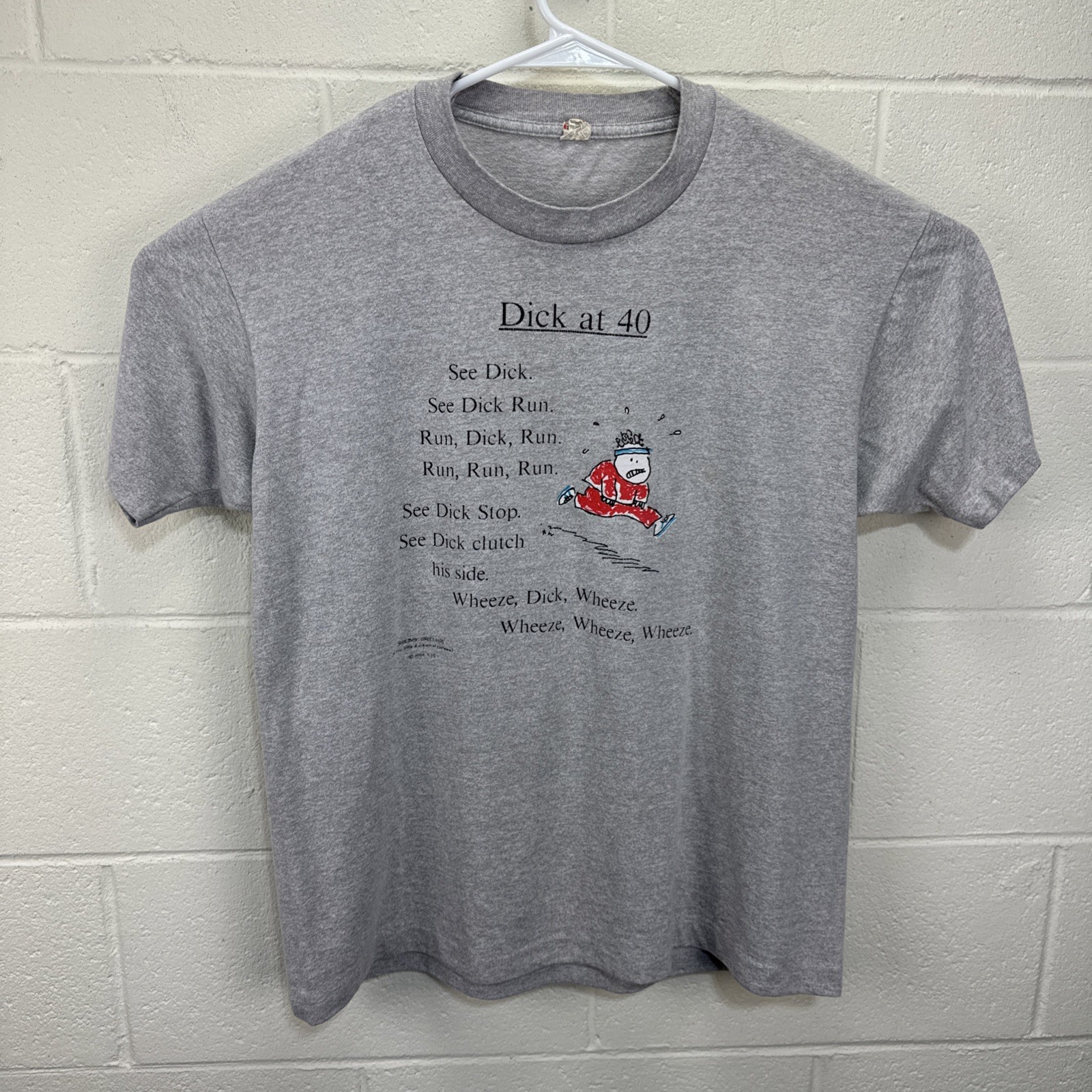 VTG 80s 90s T Shirt Hallmark Birthday Dick At 40 Running Over The Hill XL USA