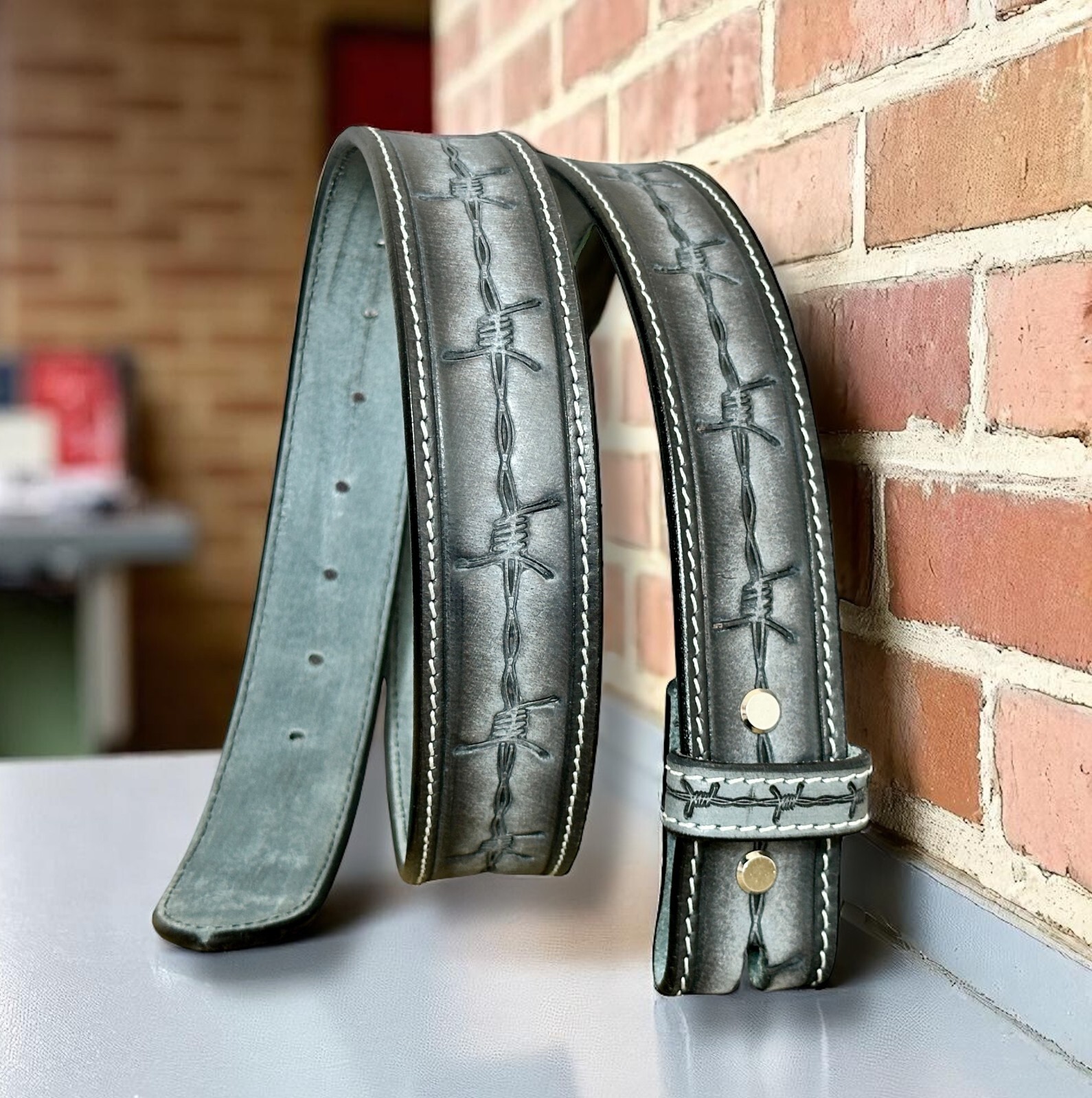 Western Belt Handmade Strap Men’s Full Grain Leather No Buckle Cowboy Rodeo Belt