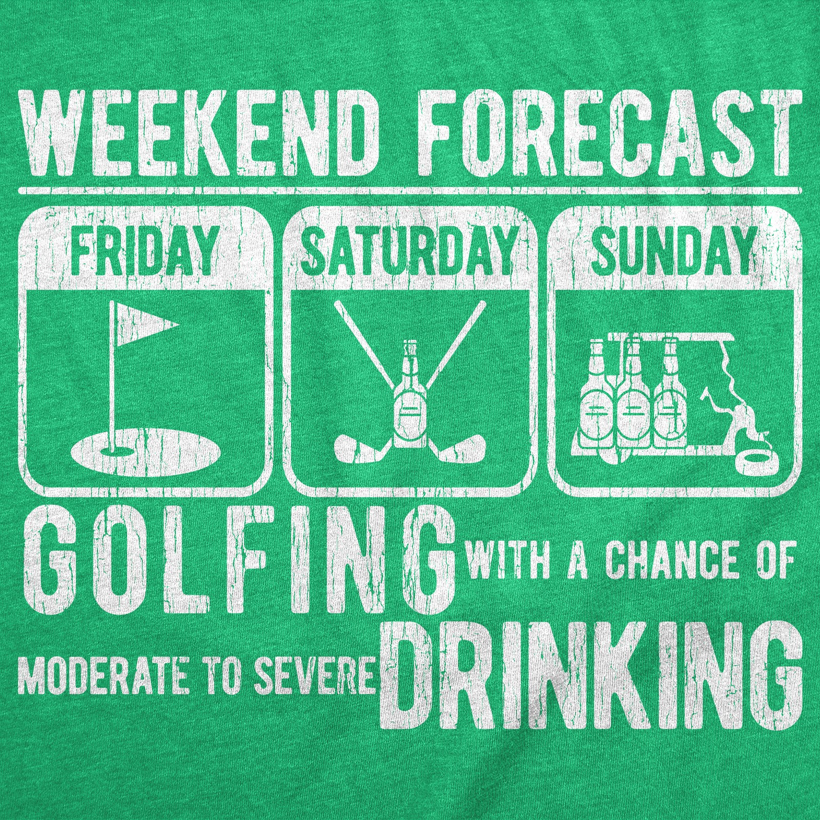 Mens Funny T Shirts Weekend Forecast Golfing With A Chance Of Moderate to Sevre
