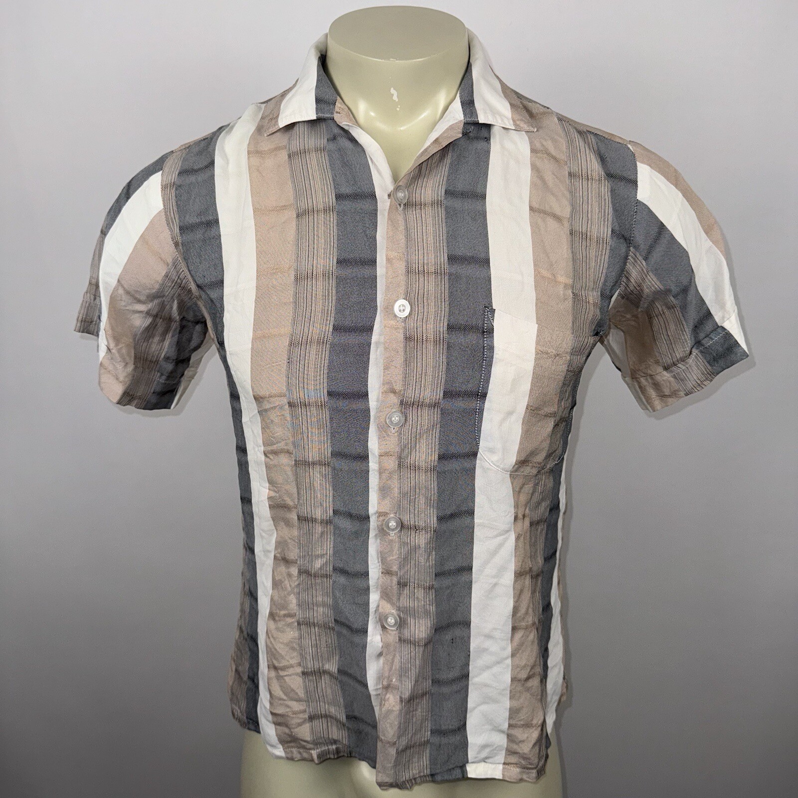 Ashfield Duke of Hollywood Shirt Rayon Loop Collar Vintage 50s 60s Mens Medium