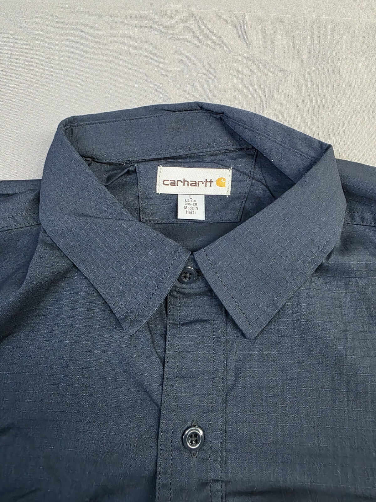 Carhartt Mens Long-Sleeve Button-Down Work Shirt, Navy