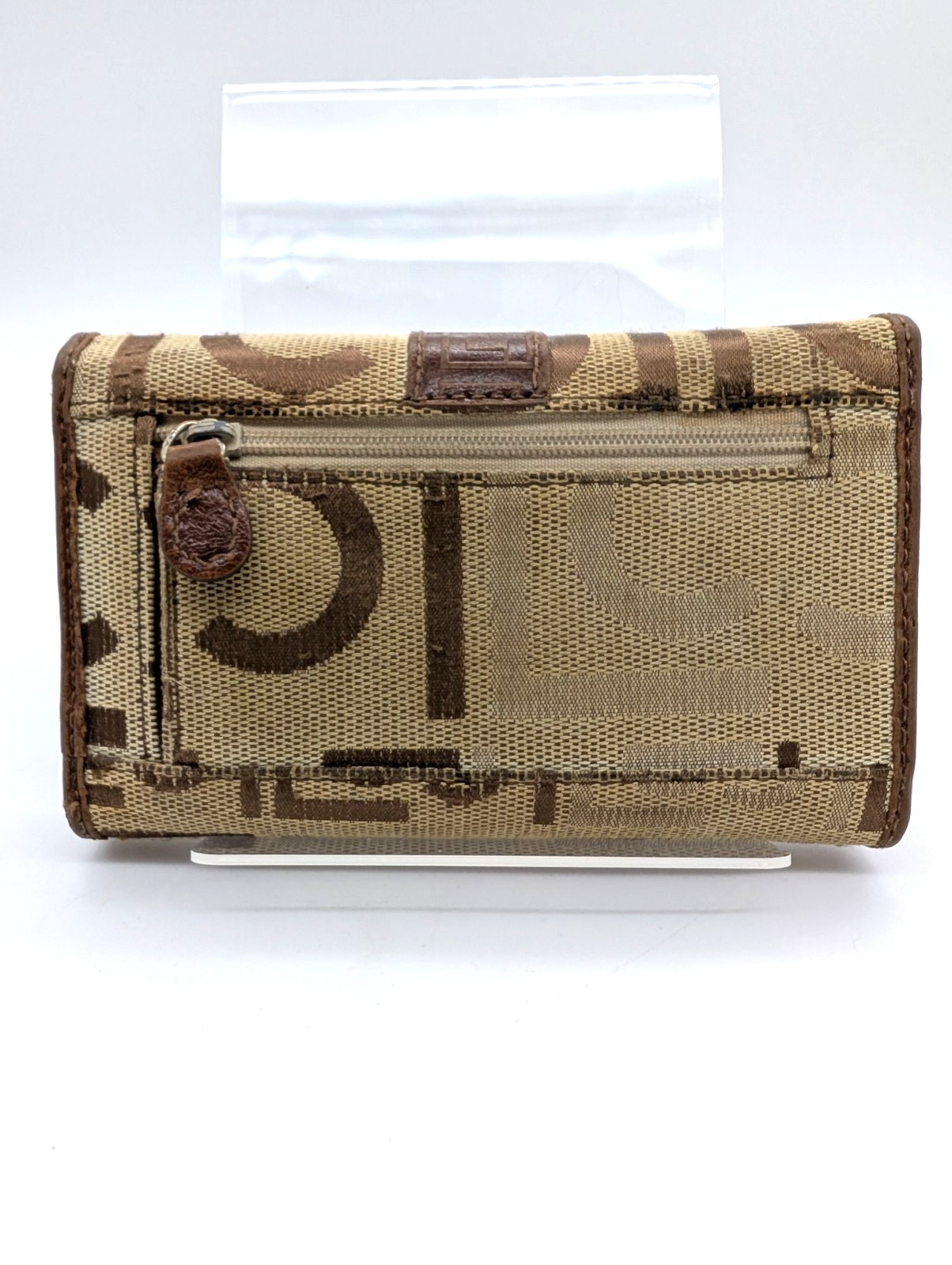 Liz Claiborne Wallet Trifold Brown Monogram Vintage – Some Wear and Tear as Show