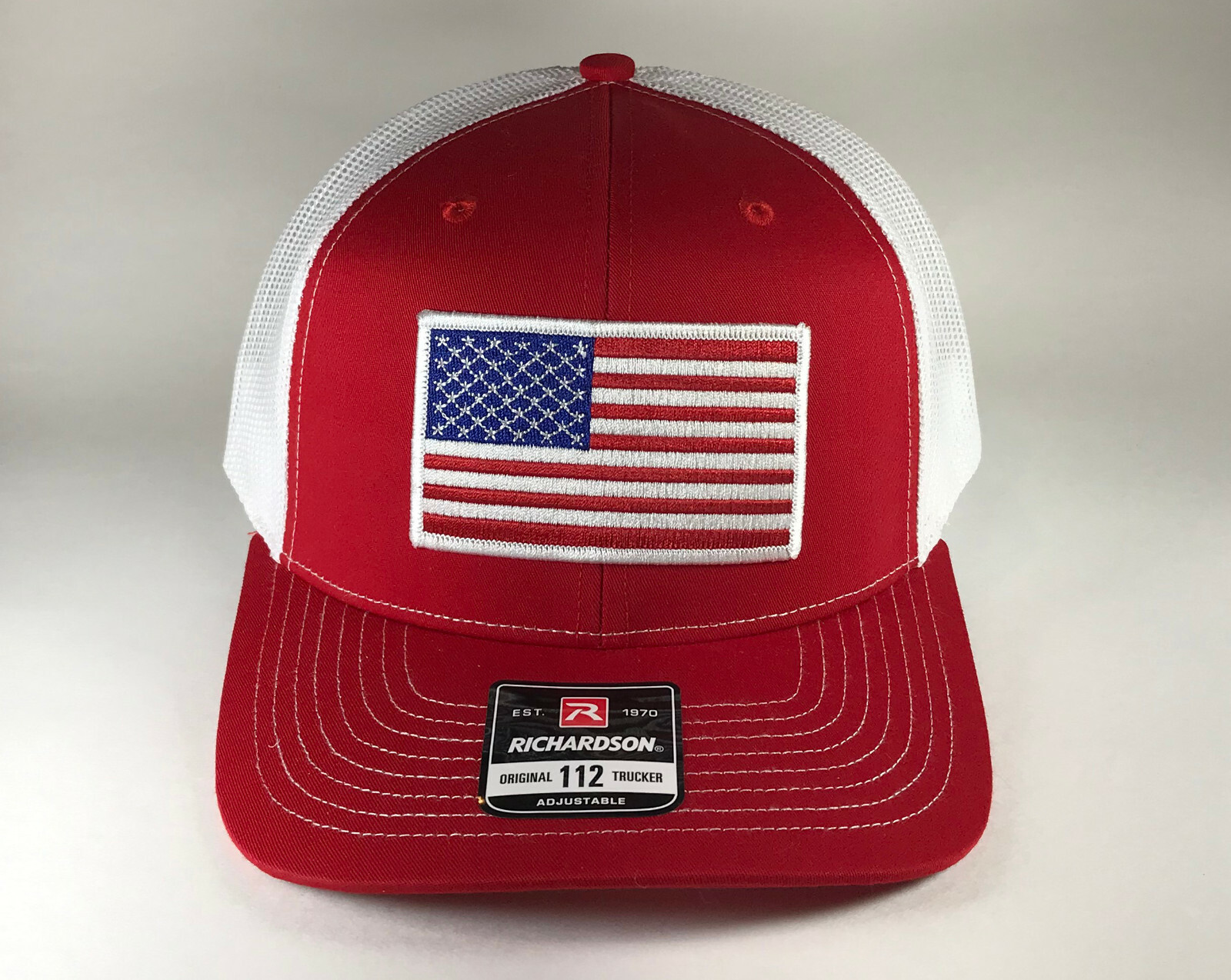 Richardson 112 American Flag 6 Panel Adjustable Snapback Trucker Mesh Hat