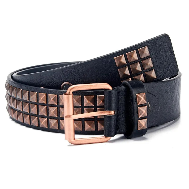 Studded Punk Rock Rivet Belt for Men & Women Pyramid Metal Silver Design USA