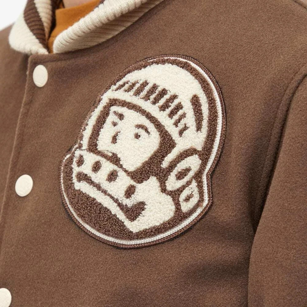 Billionaire Boys Club Brown Wool Varsity Jacket Men’s Snap Button Bomber Coat