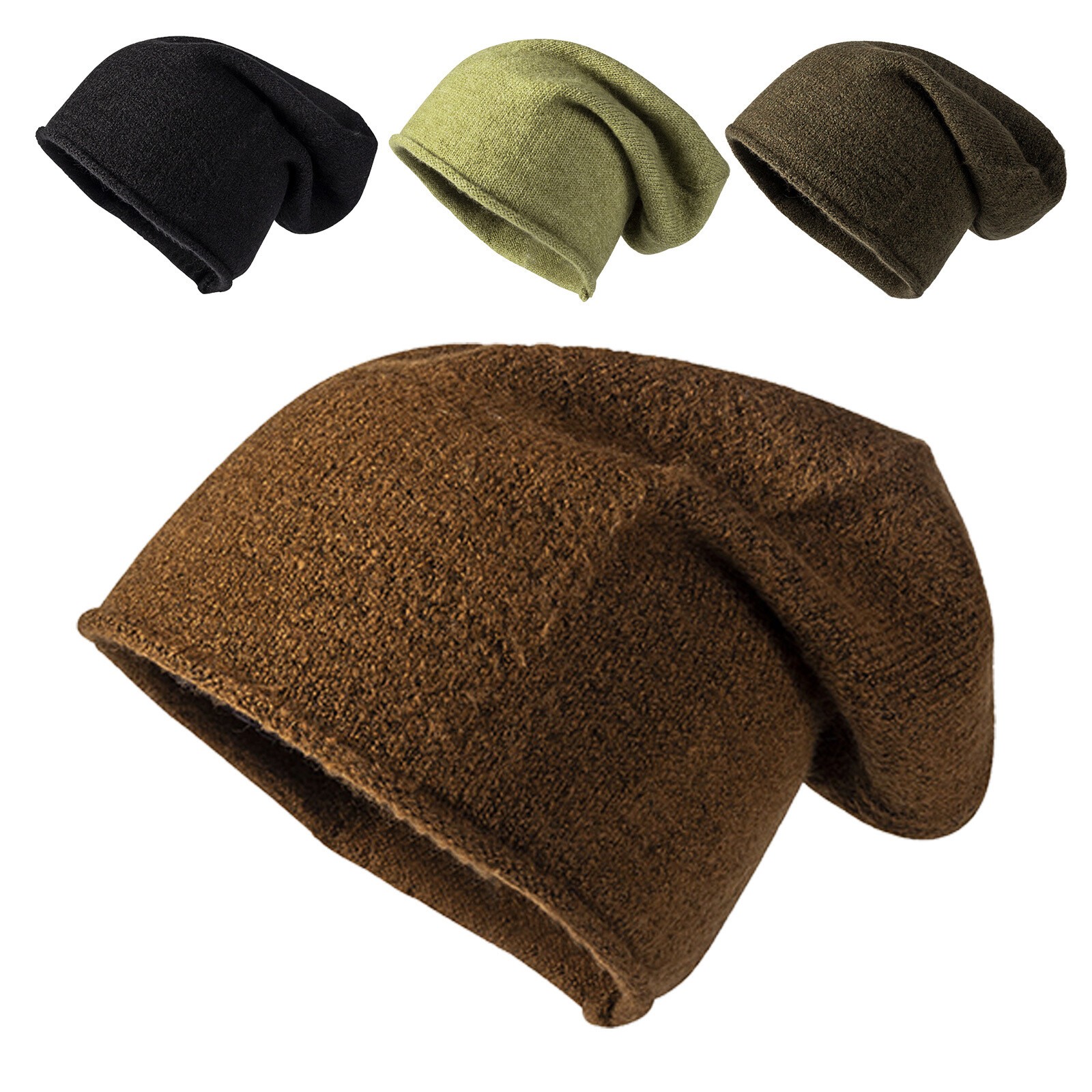 Cashmere Beanie Hat Women Winter Knitted Slouchy Oversized Warm Men Cap HatRM