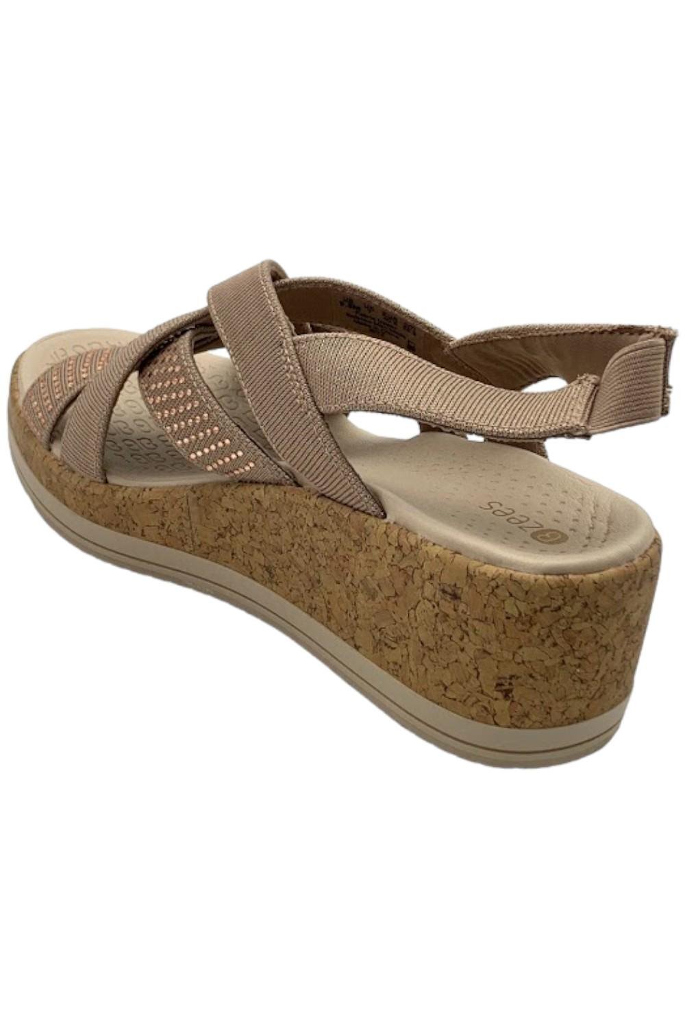 Bzees Ritz Sparkle Machine Washable Cork Wedge Sandal Biscotti
