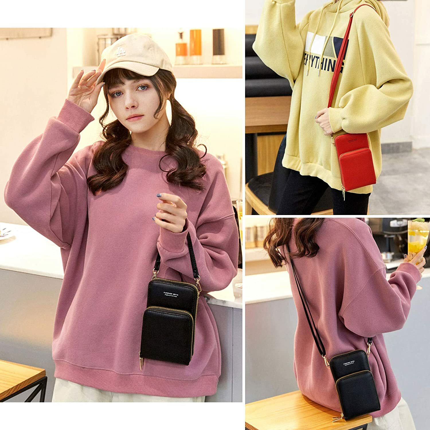 Touch Screen Cell Phone Purse Crossbody Women Leather Wallet Pouch Shoulder Bag