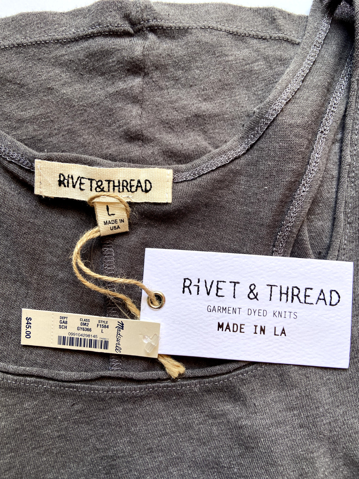 Rivet & Thread x J.Crew Womens Tank (NWT) Grey, Garment Dyed, UP TO 70% OFF MSRP