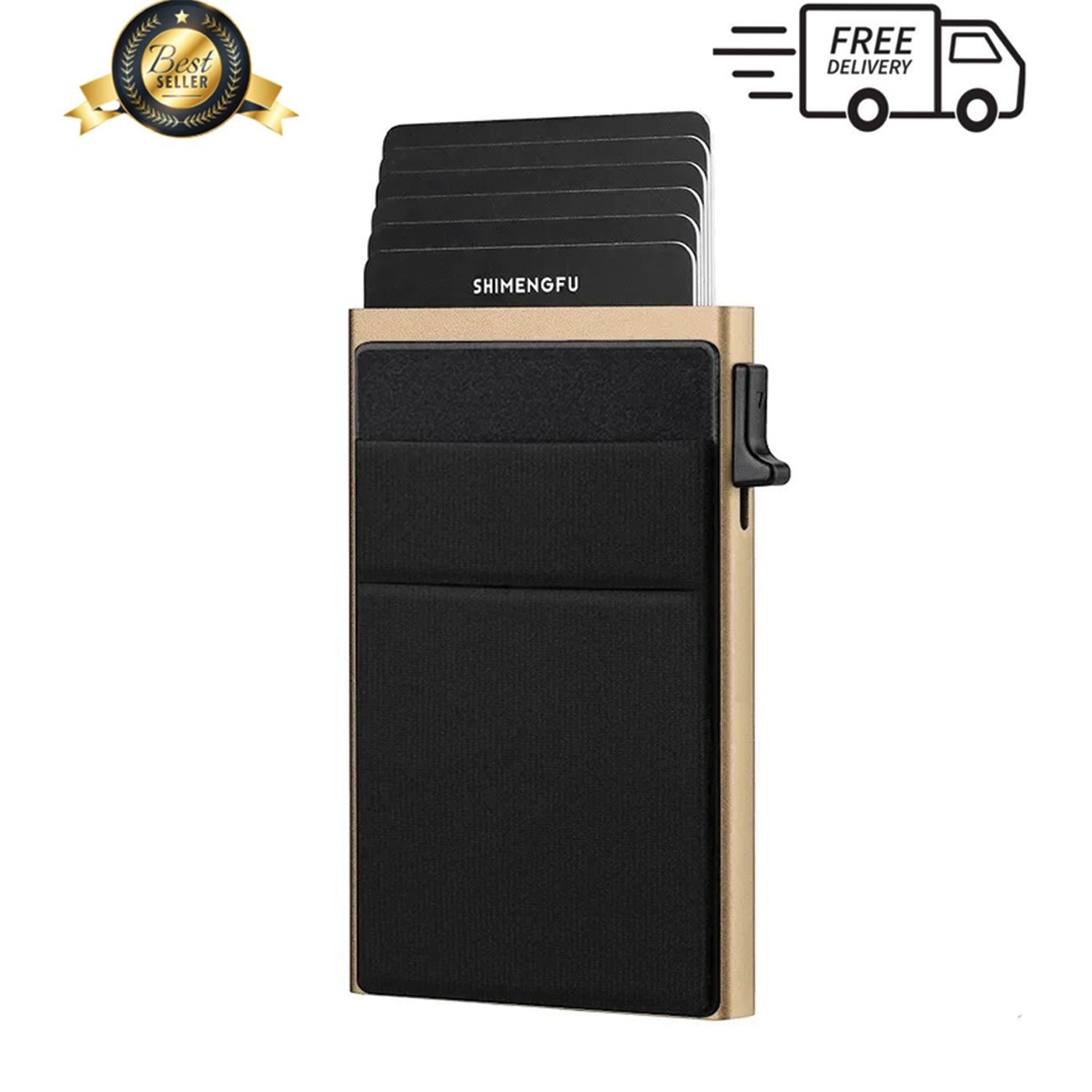 Mens RFID Blocking Wallet Slim Credit Card Holder Black Minimalist Auto Pop Up