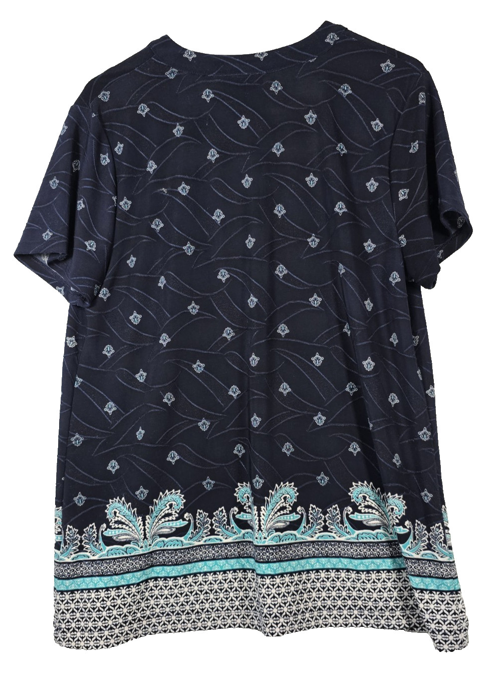 Croft & Barrow Womens Top Short Sleeve Floral Medallion Paisley Stretch Medium