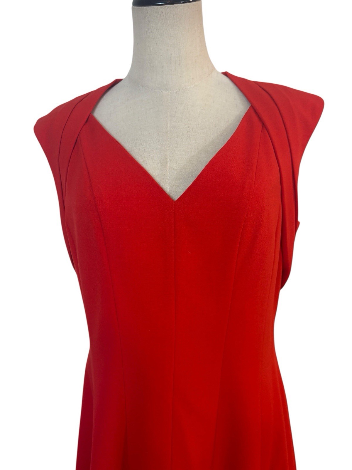 Calvin Klein Red Fit Flare Dress Sz 8 Cocktail Career Minimalist Party Chic