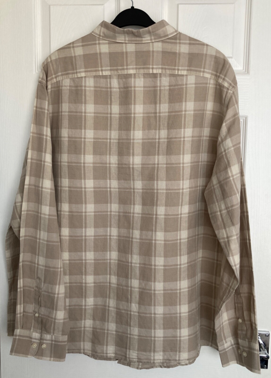 NEW M&S Mens Natural Mix Easy Iron Cotton Linen Blend Check Shirt Size 4XL