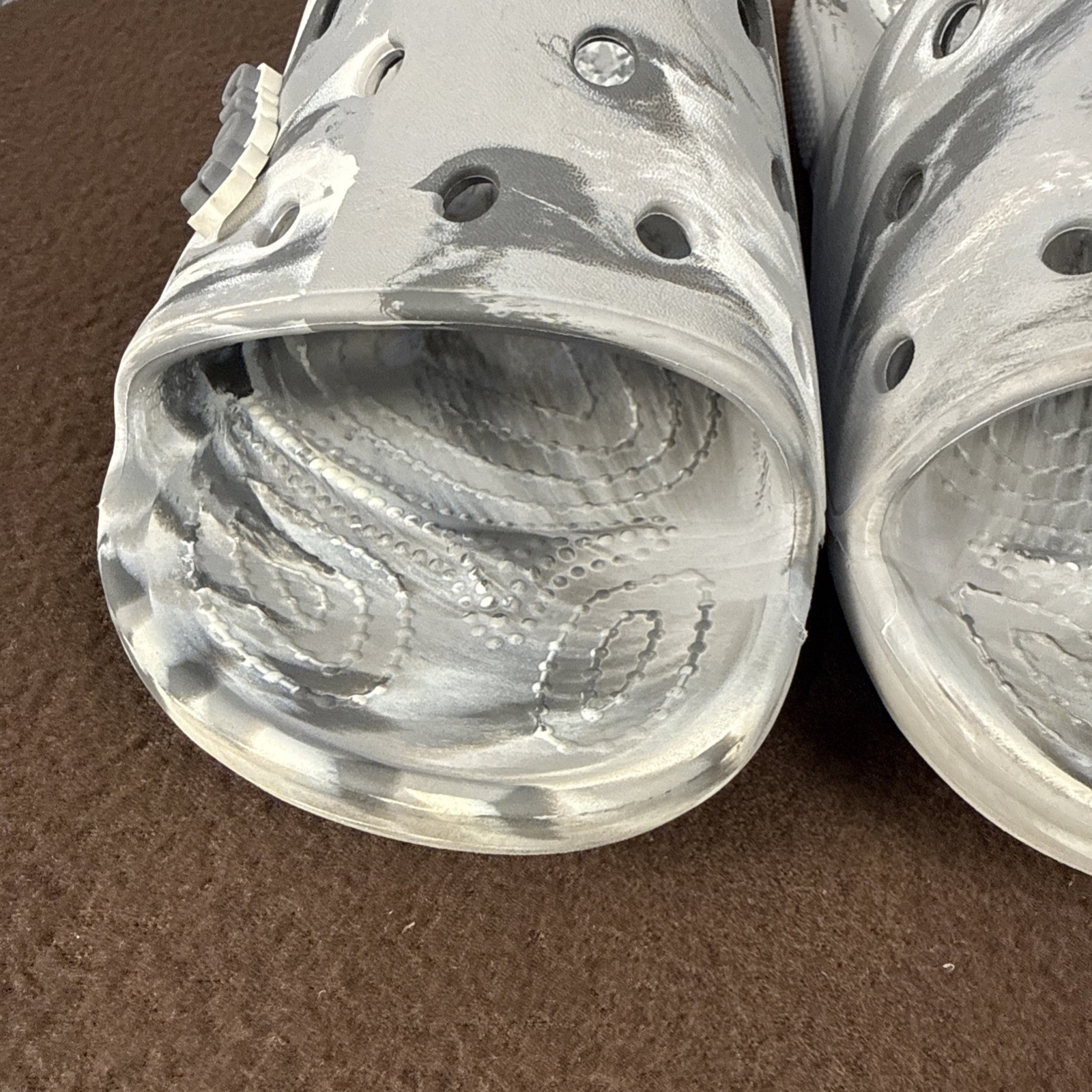 Crocs Marbled Slides Sandals Waterproof Slate Grey Gray Men-4/ Women-6