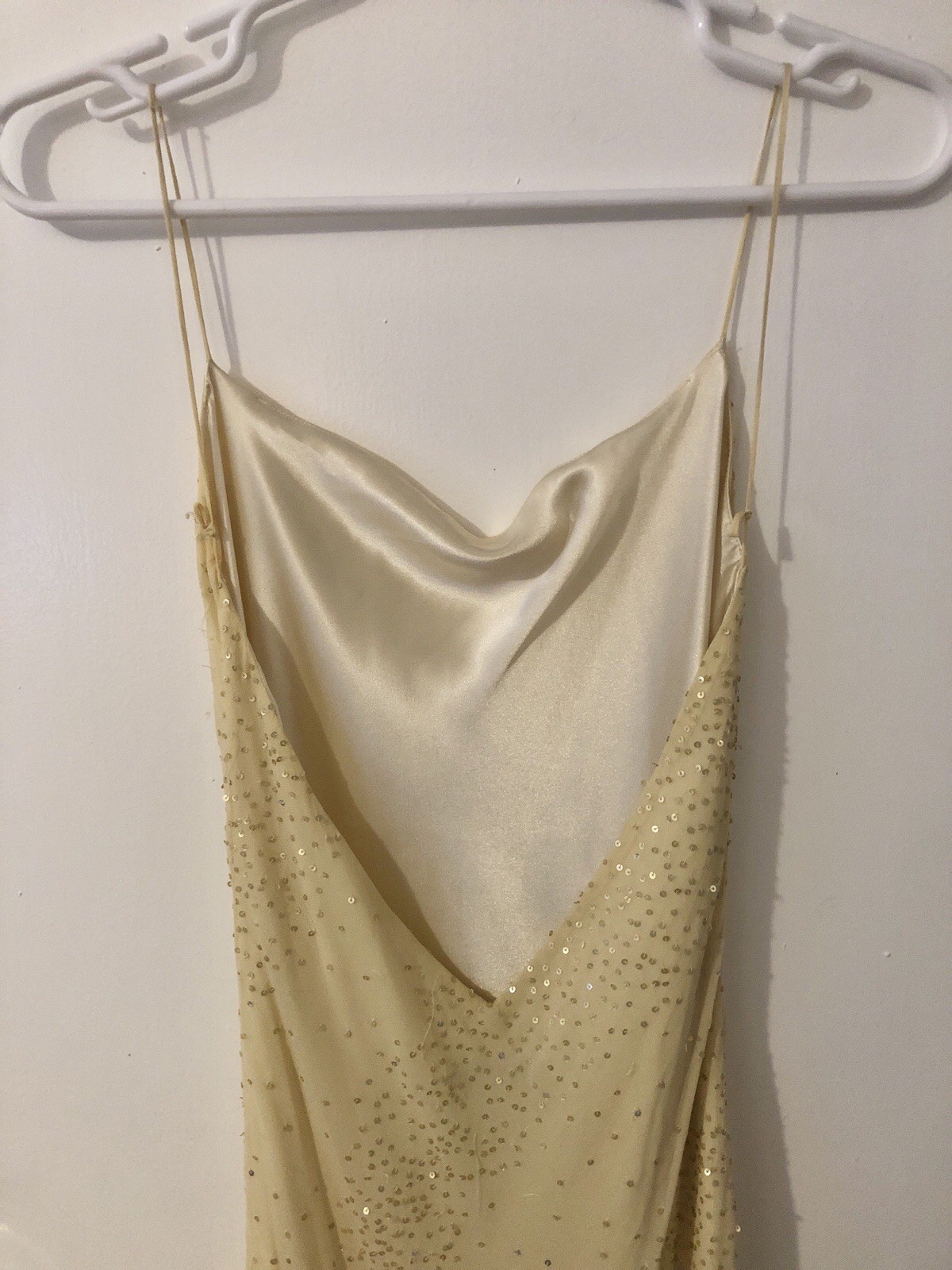 Vintage Laundry by Shelli Segal Silk Butter Yellow Midi Dress Size 10 Y2K Fairy