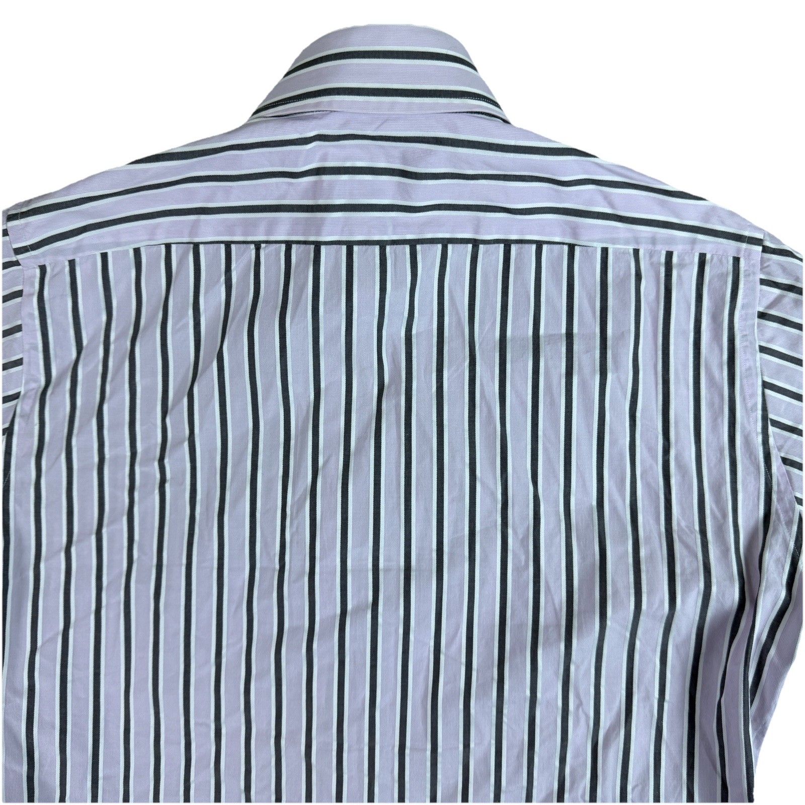 BOSS Hugo Boss Mens 15.5 34/35 Purple Striped Cotton Regular Fit Dress Shirt