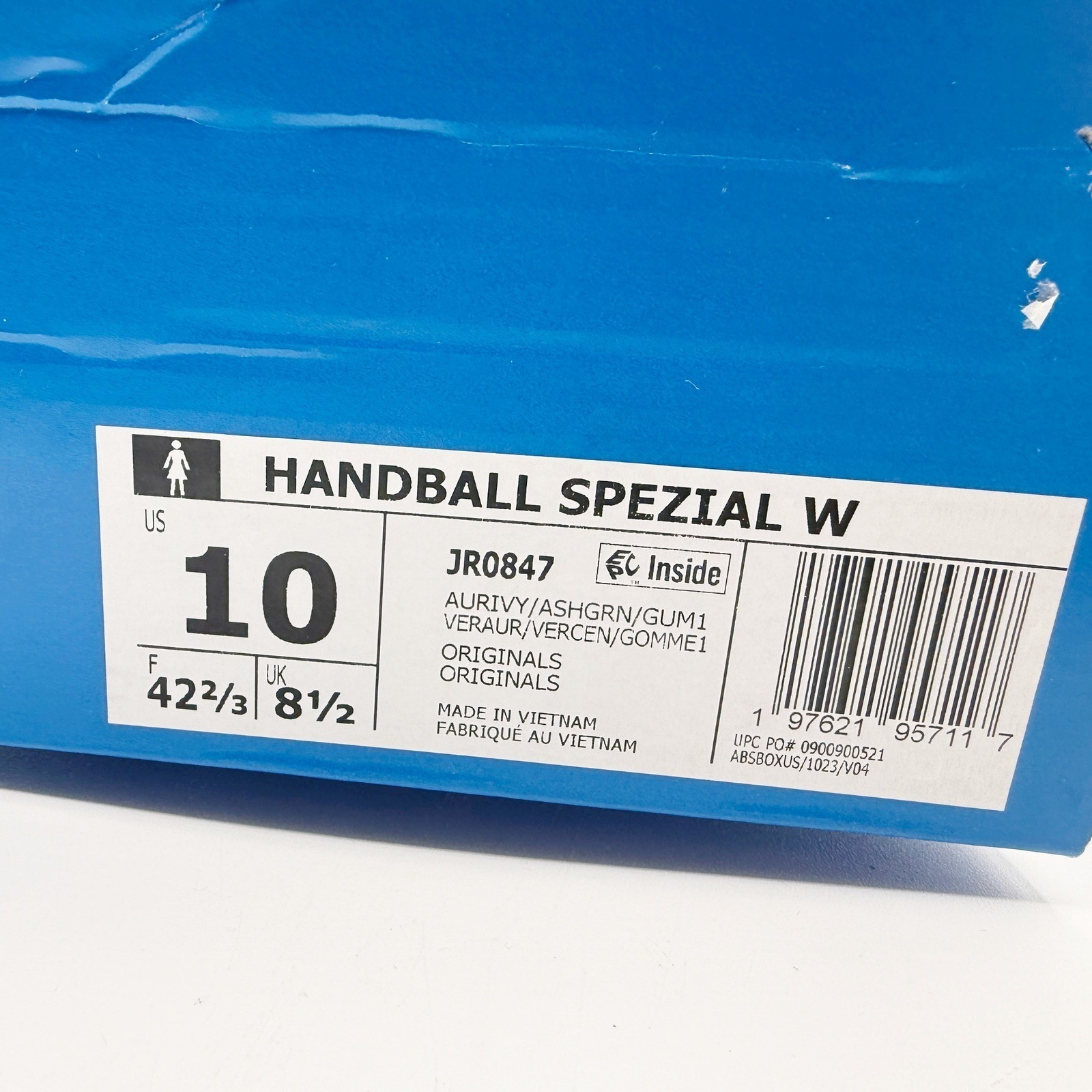Adidas Handball Spezial W Sneaker Size 10 Aurora Ivy/Ash Green/Gum Women JR0847