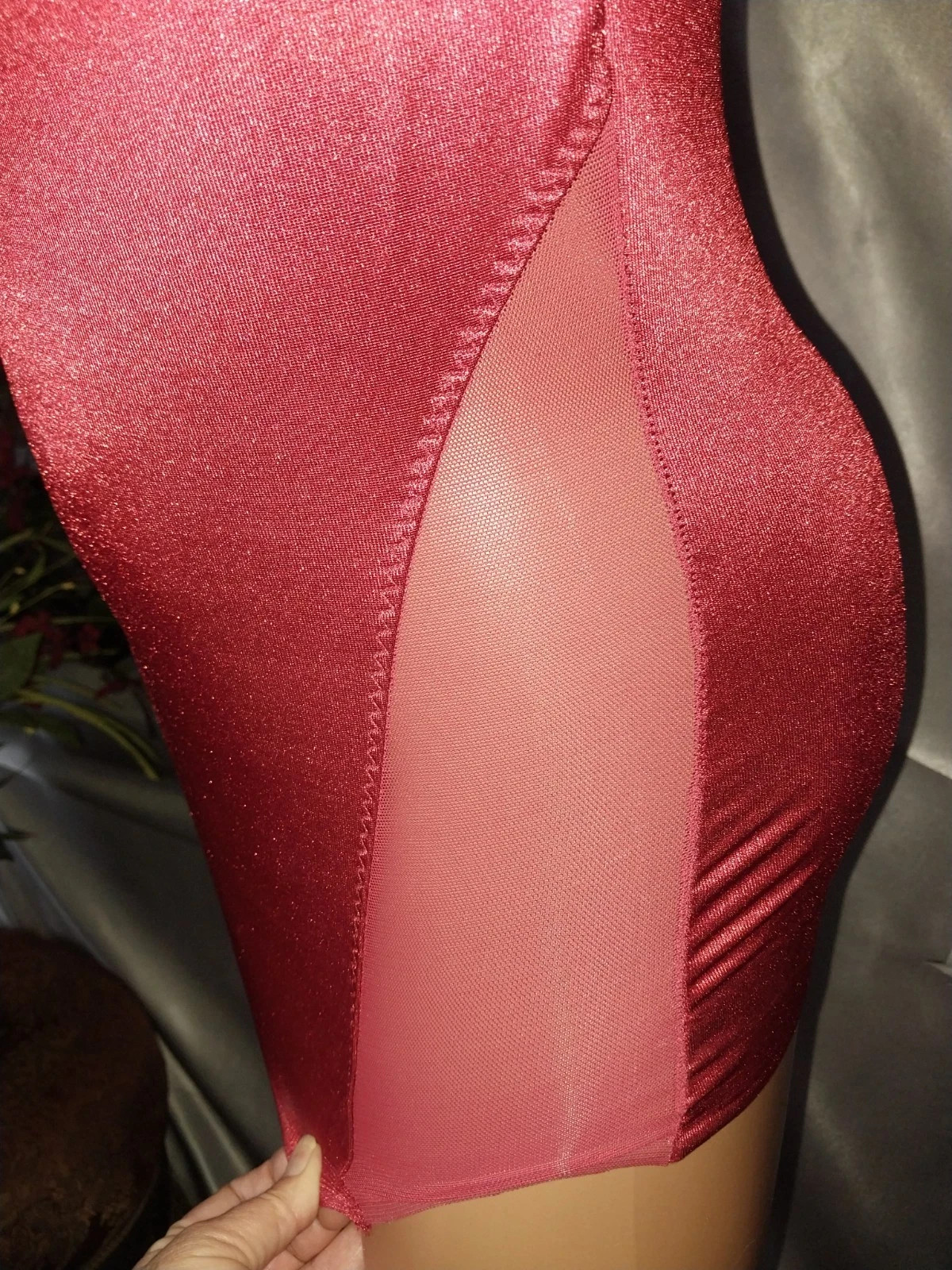RUBY RIBBON GIRDLE BRA SHAPERWEAR CAMI SHEER CHIFFON INSERT SILKY NYLON M NEW