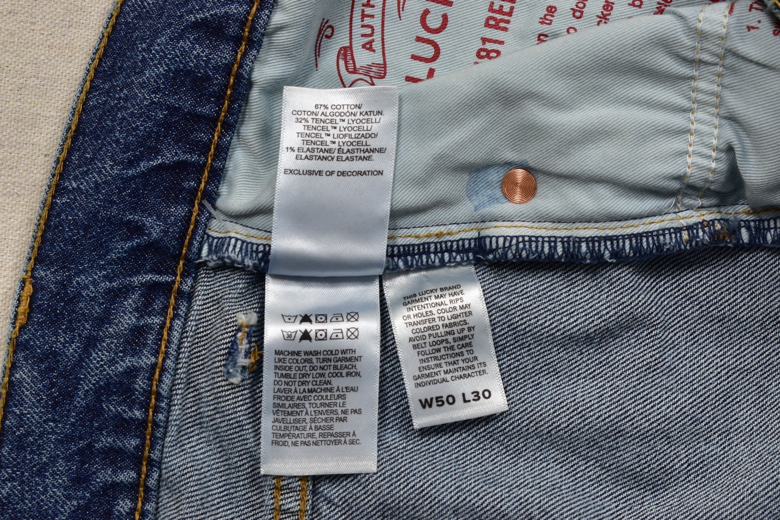 Lucky Brand Men’s 181 Relaxed Straight Denim Jeans Langham Blue Size 50×30 NEW