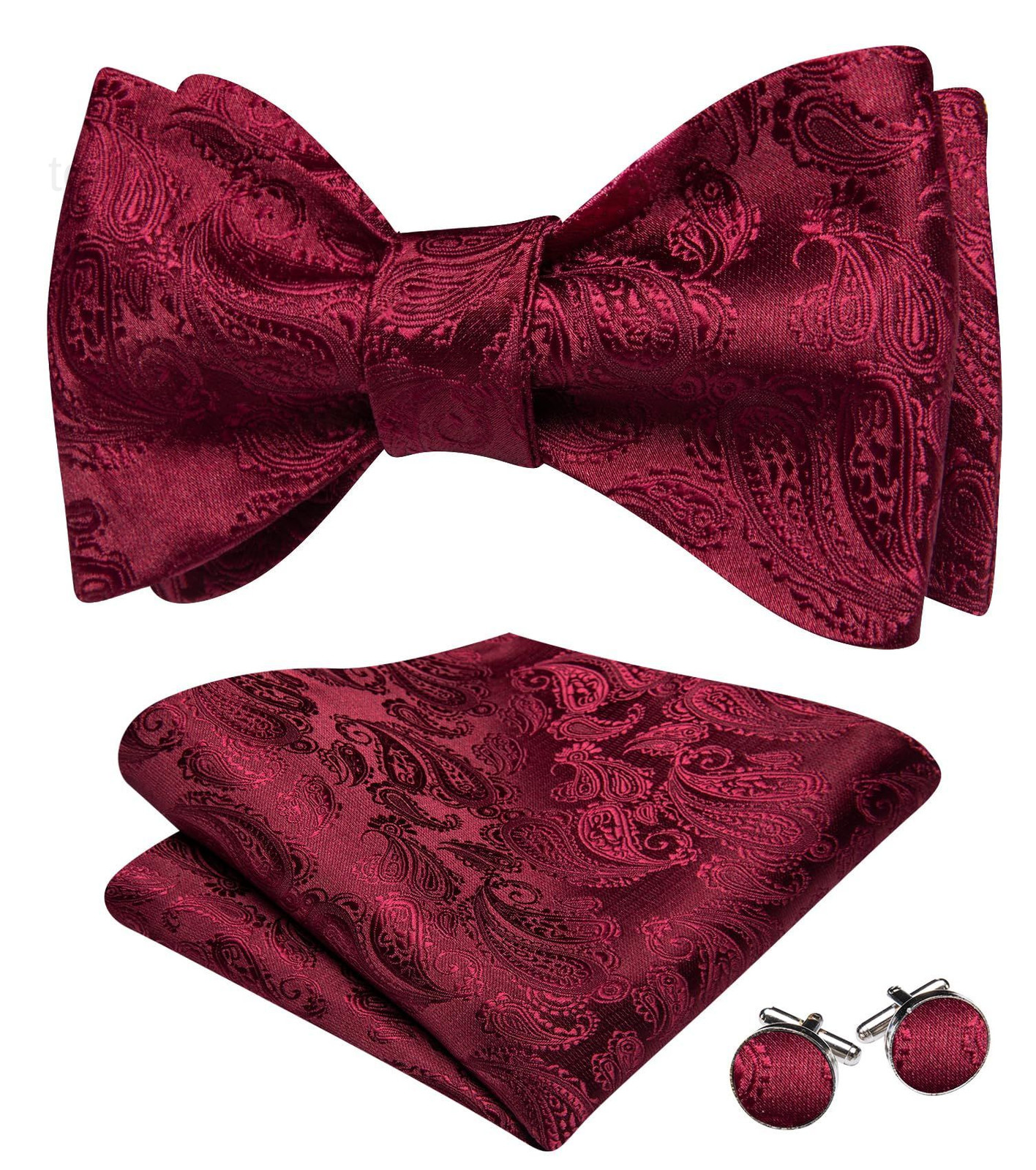 Bow Ties for Men Paisley Self Tie Bowtie One Size, Burgundy Wine