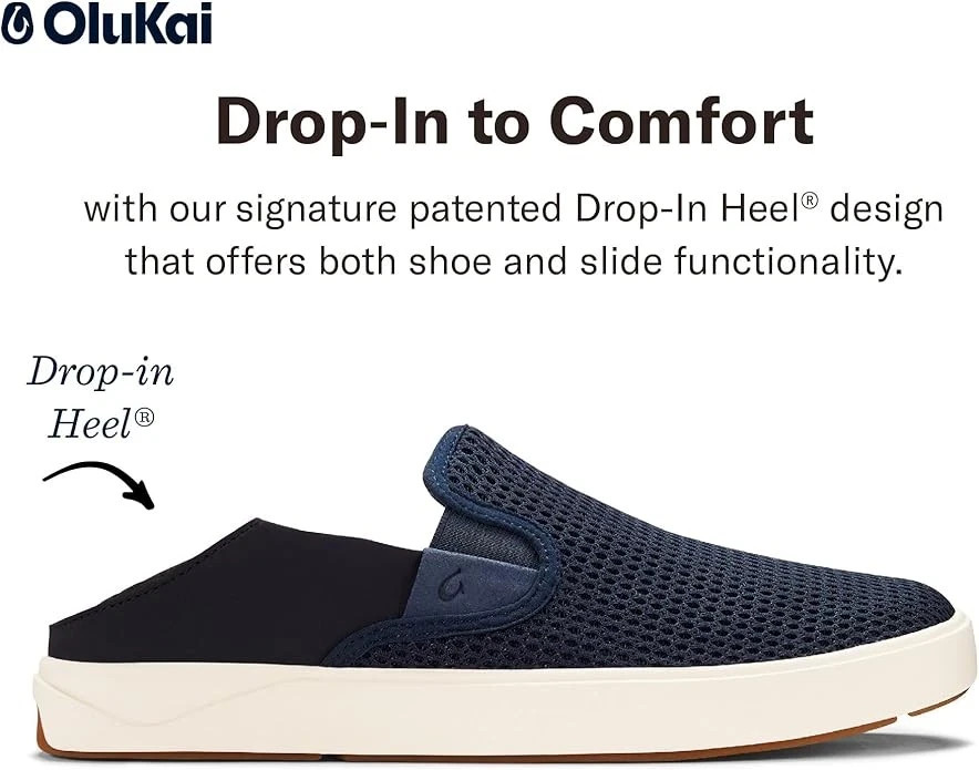 OLUKAI Lae’ahi Men’s Pavement Slip On Sneakers Convertible Blue Depth Men’s 10.5