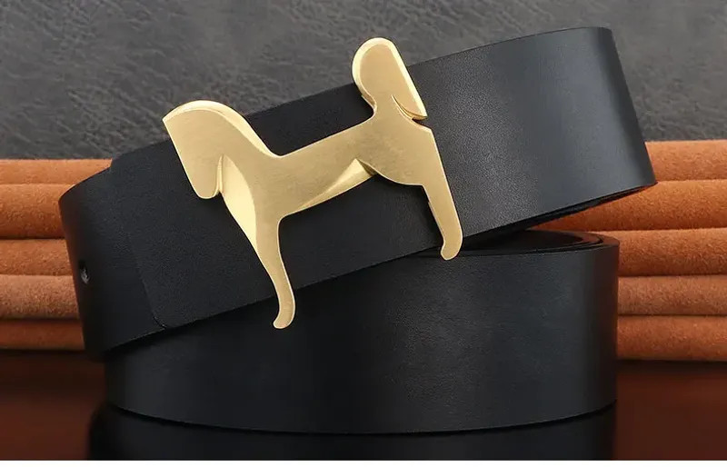 Grade Stainless steel horse 3.8cm wide slide buckle men belts High genuine.
