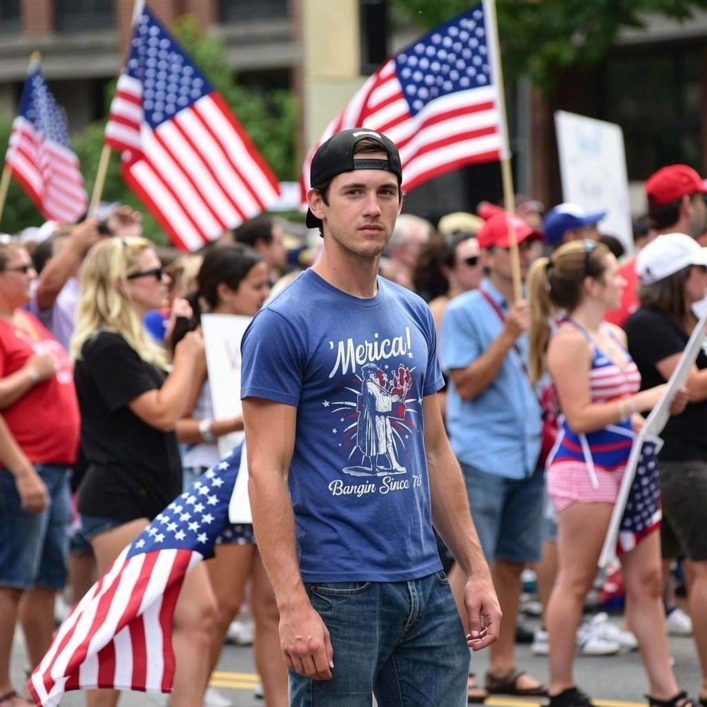 Mens Merica Banging Since 76 T Shirt Funny Fourth Of July American Fireworks Tee