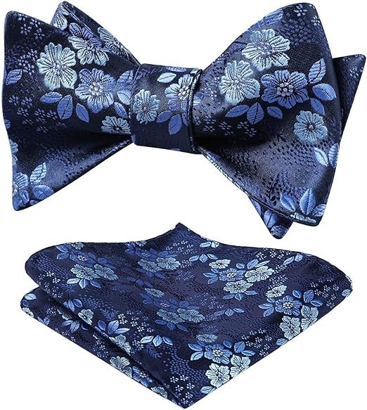 Bow Ties for Men Floral Bowties Mens Self Tie Bow Tie Handkerchief Jacquard Wove