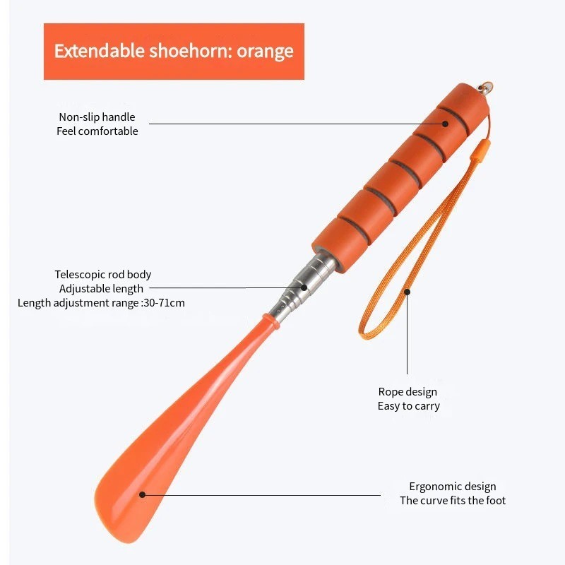 28in Extra Long Stainless Steel Shoe Horn Long Handle Metal Easy Slip Aid Tool