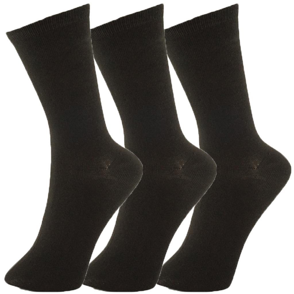 3 6 12 Pairs New Black Cotton Women’s Girls School Casual Crew Socks Size 9-11