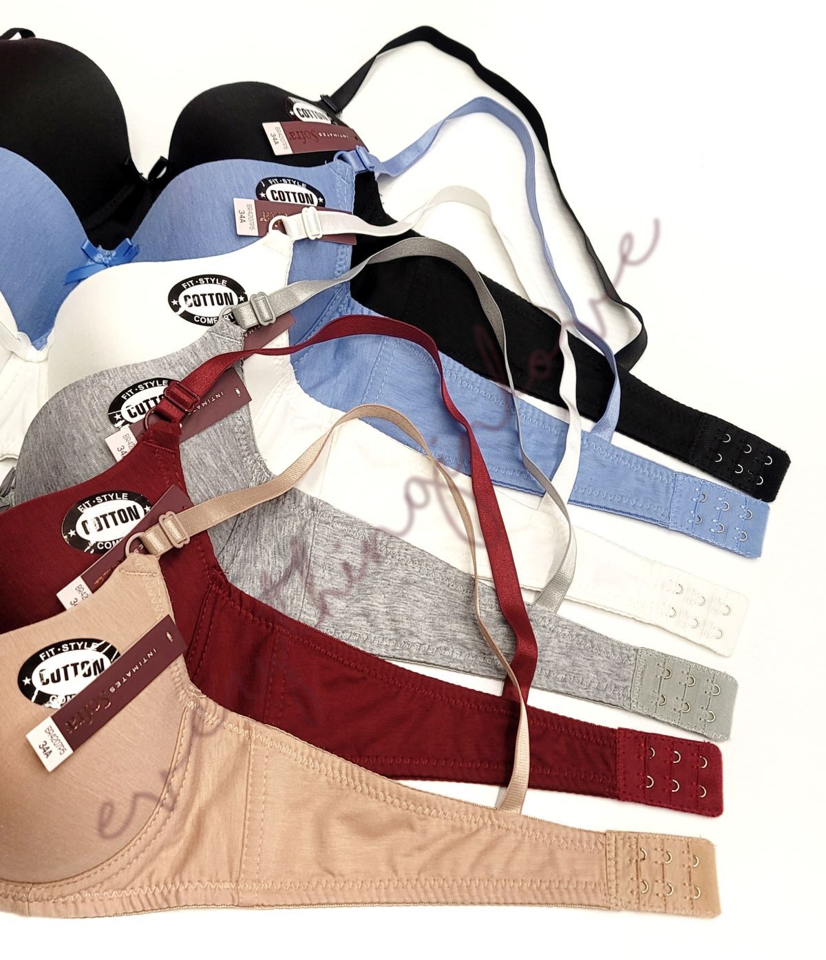 6 Pack Women Full Coverage Solid Comfort Cotton Underwire T-Shirt Bra A B C Cup