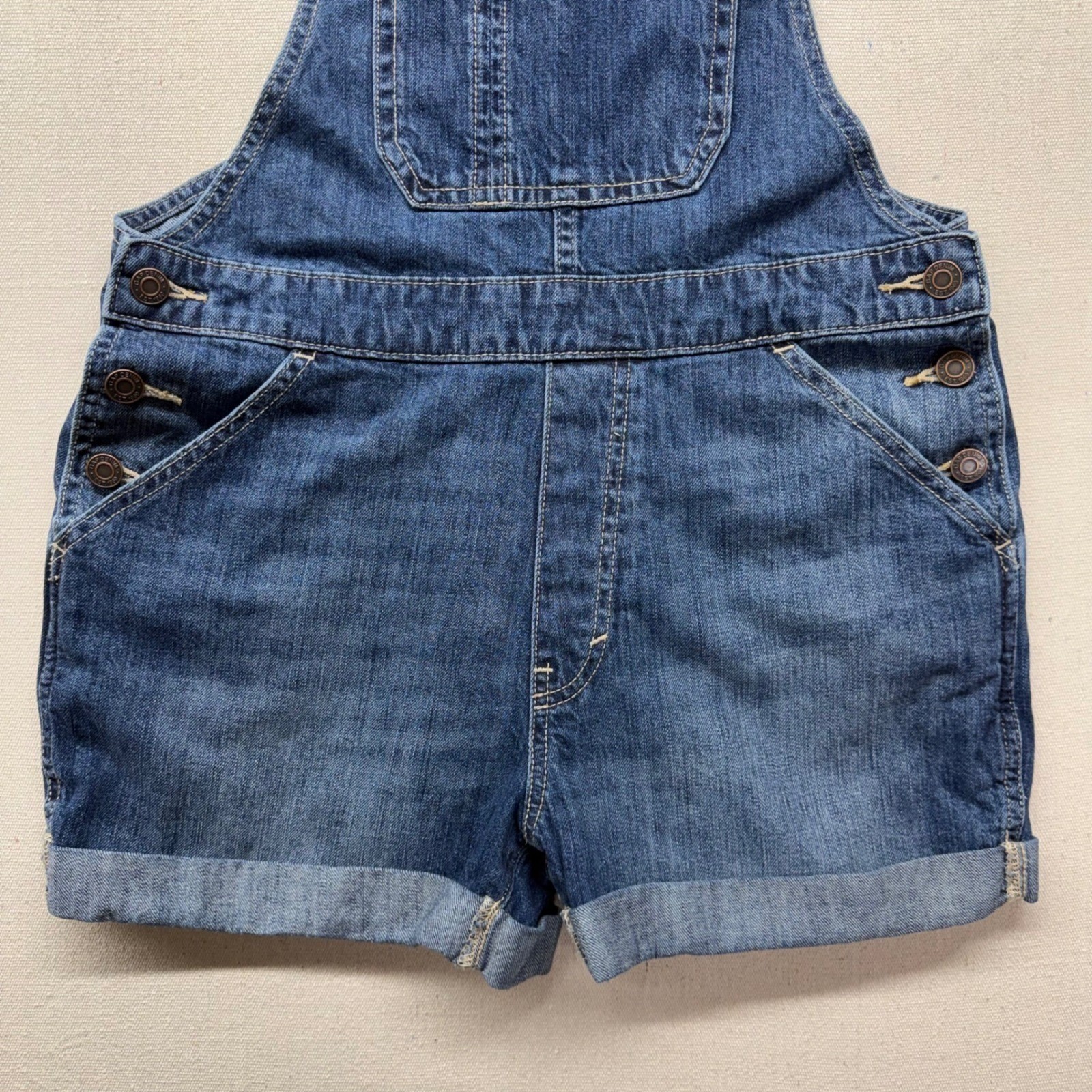 Gap Denim Short Overalls Shortalls Womens Small Medium Indigo Blue Jean Country