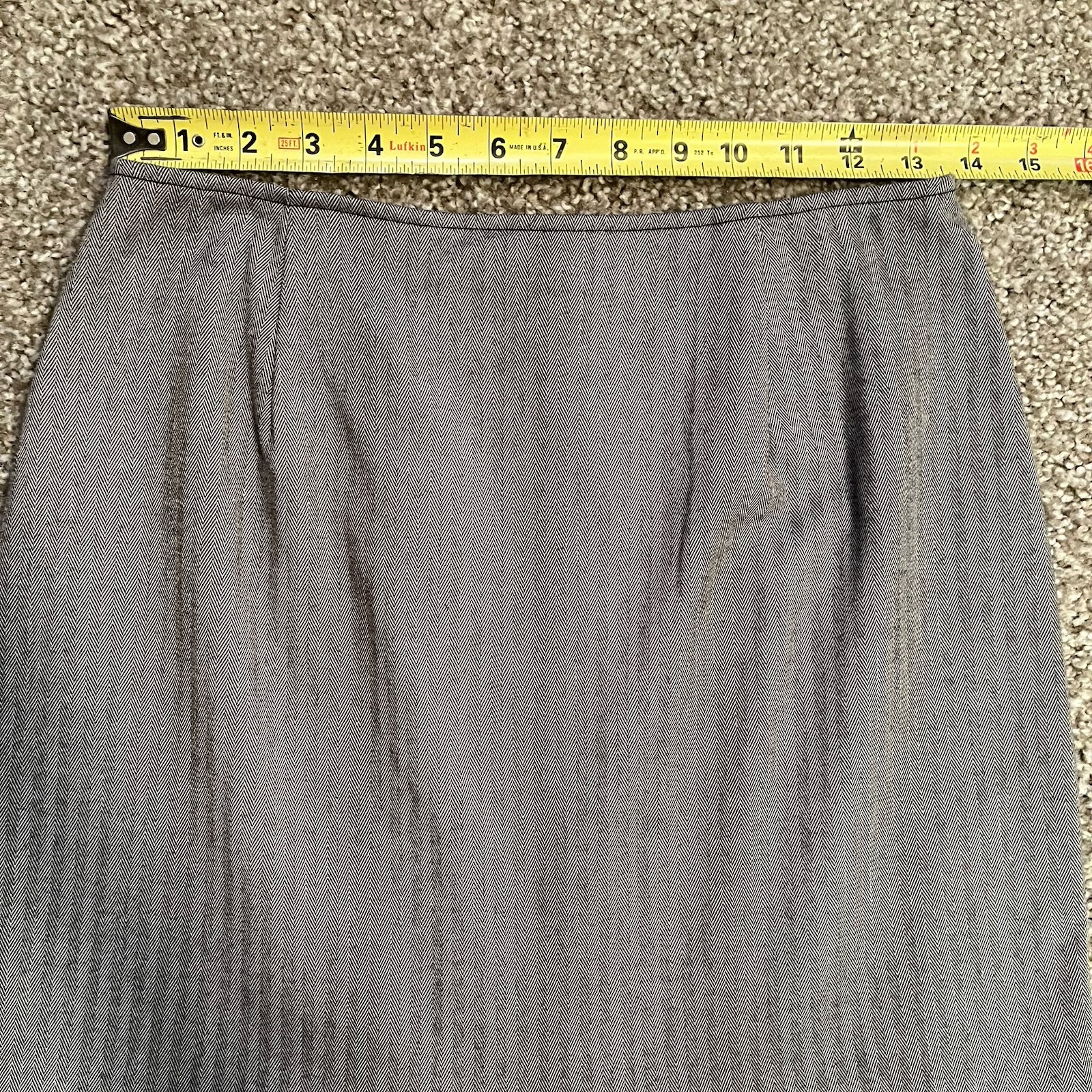 Gray Herringbone Pleated Ruffle Skirt Sz 6 Elevated Basic Career Capsule