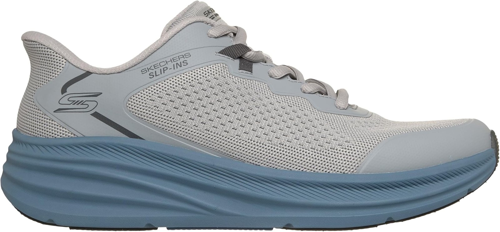 Skechers Mens Bobs Skillz Slip-ins Sneaker – Grey/Blue – 13 D – Medium