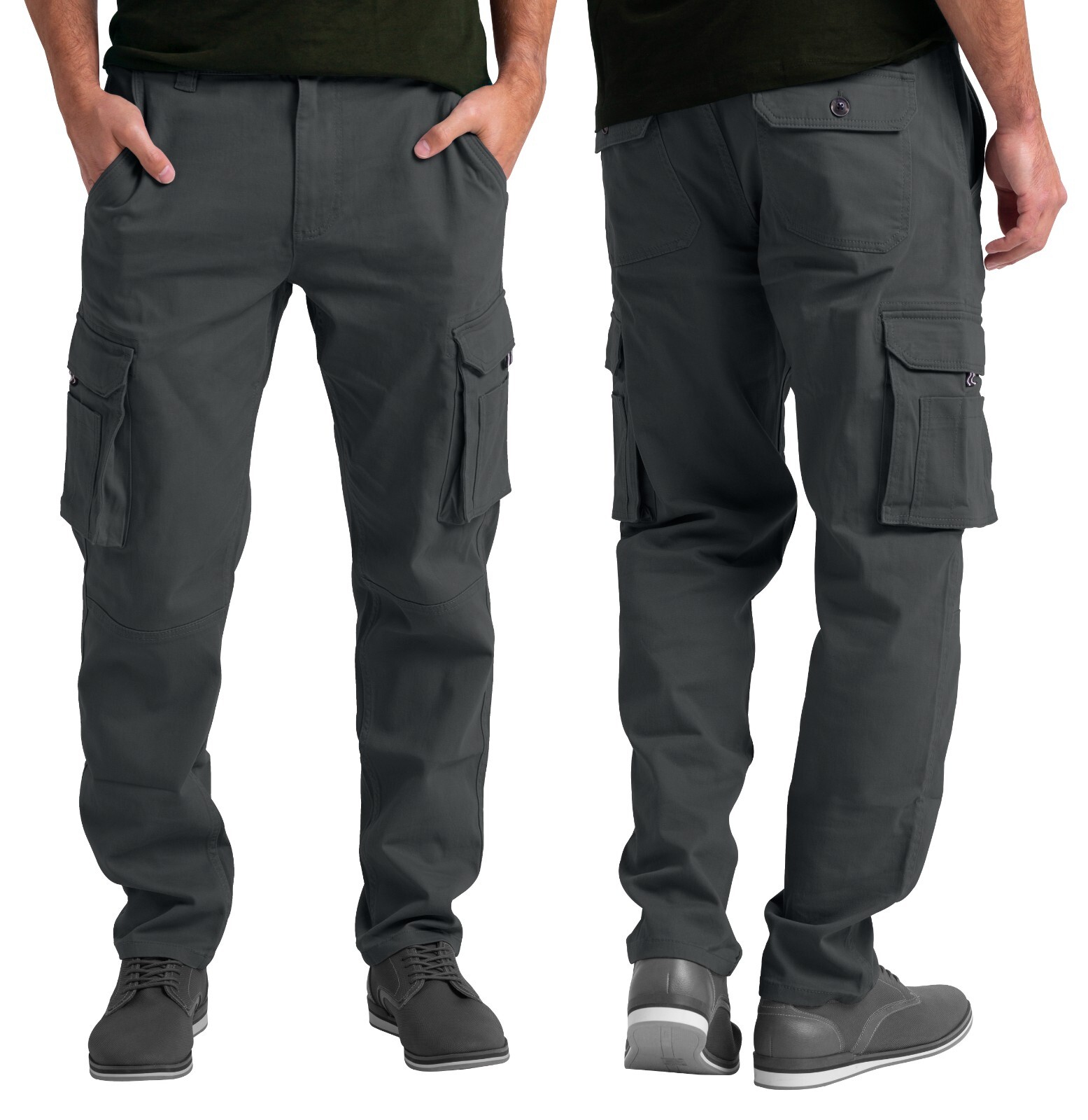 Mens Cargo Stretch Pants Classic Fit Straight Leg Outdoor Work Regular Fit Pants
