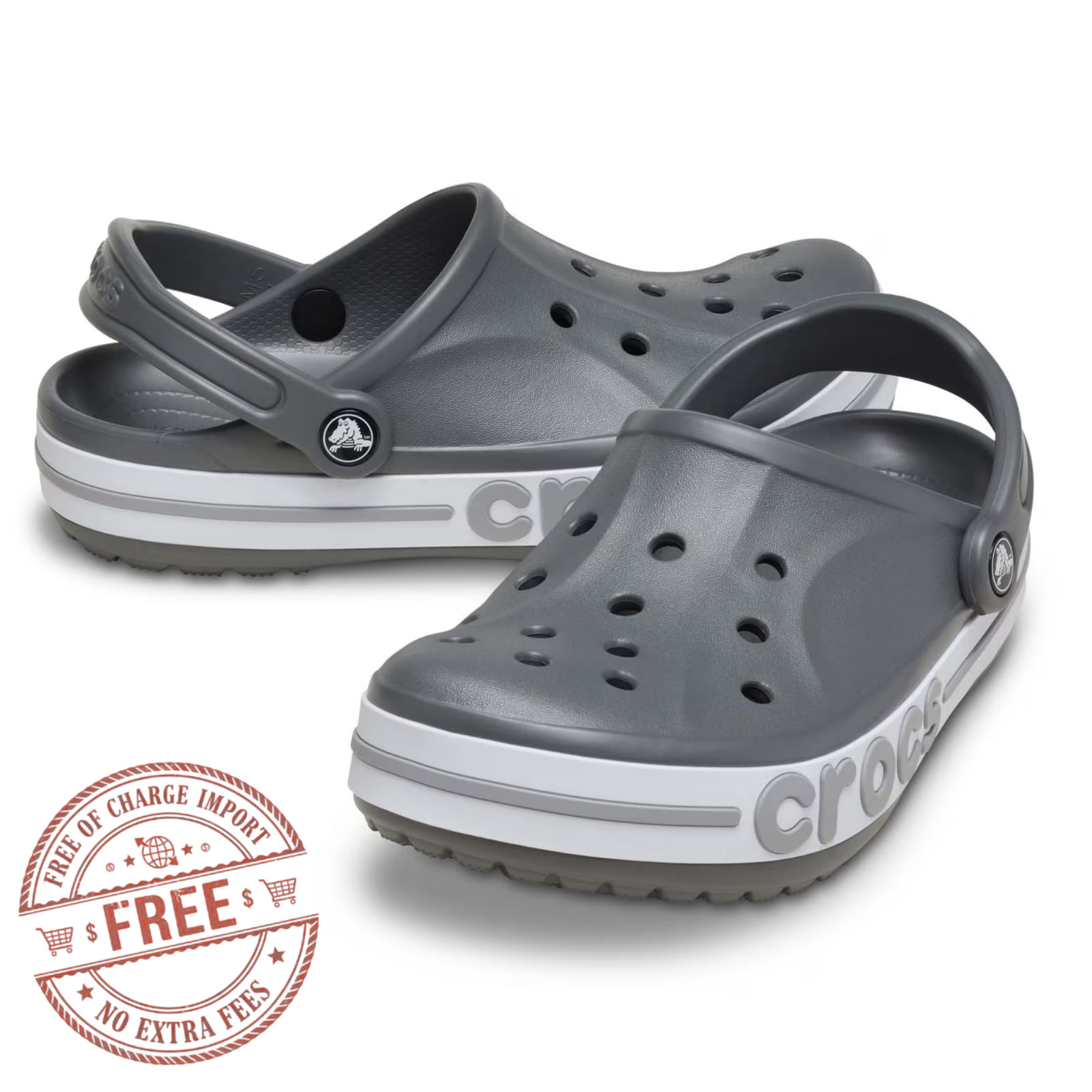 Crocs Unisex Bayaband Clog Men’s Women’s Comfortable, Slate Grey/Multi Size US