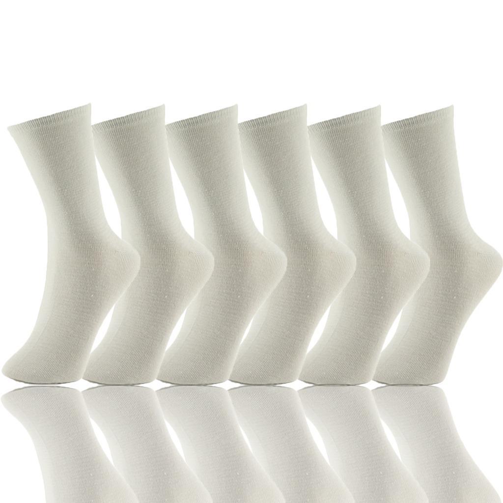 3 6 12 Pairs New White Cotton Women’s Girls School Casual Crew Socks Size 9-11