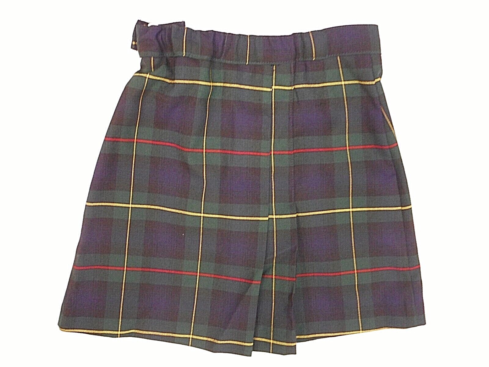 Girls R/K Multi-Color Plaid Box Pleat Uniform Skort Reg. &plus Sizes 4 – 7 1/2