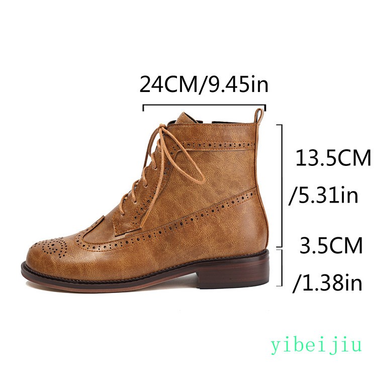 Women’s Wing Tip Brogue Ankle Boots Booties Low Heel Leather Shoes Casual Carved